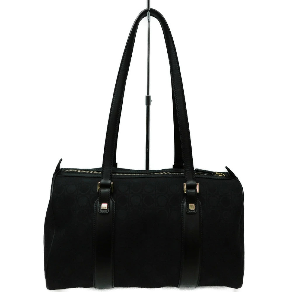 Salvatore Ferragamo Seasons Bag Shoulder Handbag All Black Boston